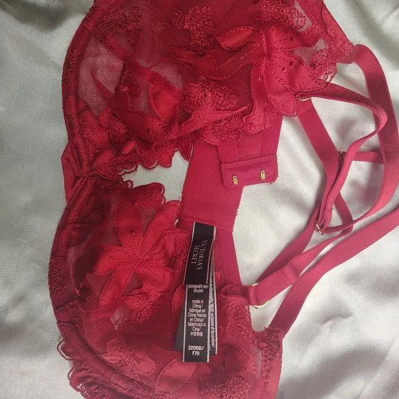 NWOT Victoria's Secret Red Floral Lace Bra - Picture 2 of 4